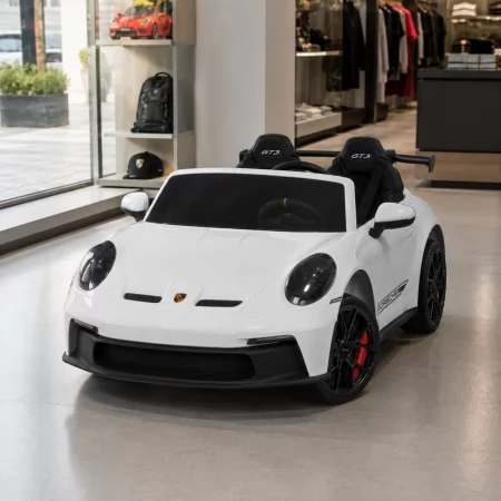 Детский электромобиль Porsche 911 GT3 RS M 6111EBLR-1 двухместный, 2 мотора по 320W, EVA, кожа, MP3, Bluetooth, белый