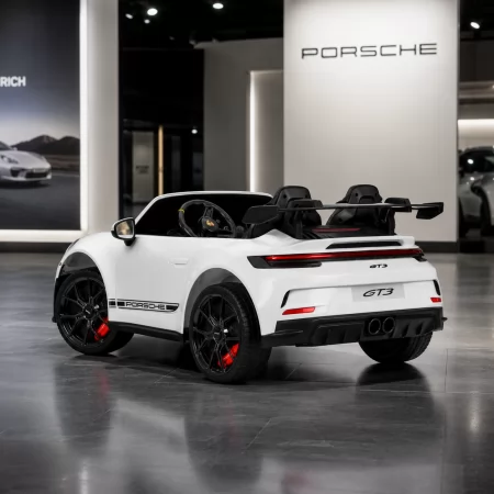 Детский электромобиль Porsche 911 GT3 RS M 6111EBLR-1 двухместный, 2 мотора по 320W, EVA, кожа, MP3, Bluetooth, белый