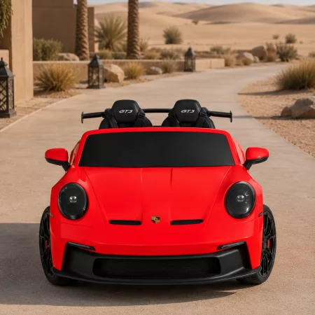 Детский электромобиль Porsche 911 GT3 RS M 6111EBLR-3 красный двухместный, 2 мотора по 320W, EVA, кожа, MP3, Bluetooth