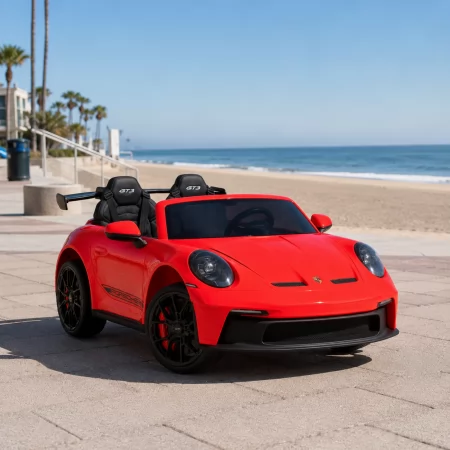 Детский электромобиль Porsche 911 GT3 RS M 6111EBLR-3 красный двухместный, 2 мотора по 320W, EVA, кожа, MP3, Bluetooth