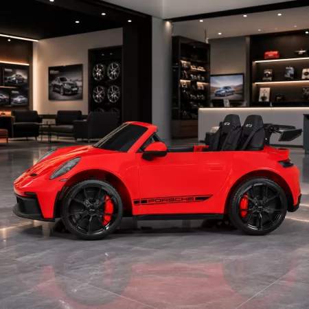 Детский электромобиль Porsche 911 GT3 RS M 6111EBLR-3 красный двухместный, 2 мотора по 320W, EVA, кожа, MP3, Bluetooth