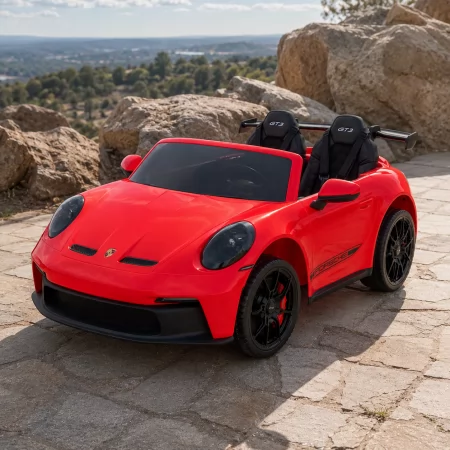 Детский электромобиль Porsche 911 GT3 RS M 6111EBLR-3 красный двухместный, 2 мотора по 320W, EVA, кожа, MP3, Bluetooth
