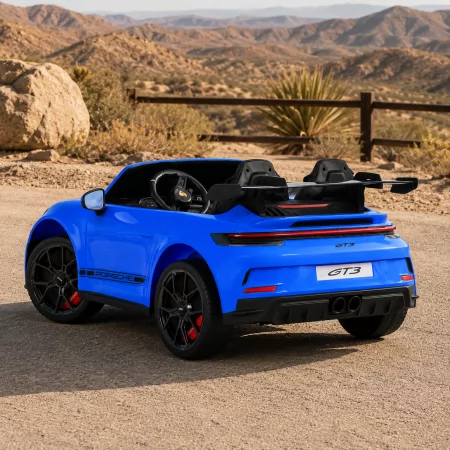 Дитячий електромобіль Porsche 911 GT3 RS M 6111EBLR-4 двомісний, 2 мотори по 320W, EVA, екошкіра, Bluetooth, MP3, синій