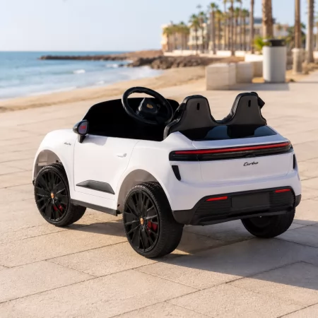 Детский электромобиль Porsche Macan Turbo M 6314EBLR-1 белый, 2 мотора по 35W, EVA, кожа, MP3, Bluetooth