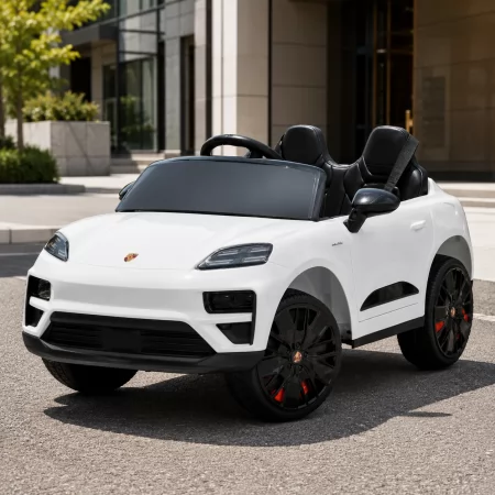 Детский электромобиль Porsche Macan Turbo M 6314EBLR-1 белый, 2 мотора по 35W, EVA, кожа, MP3, Bluetooth