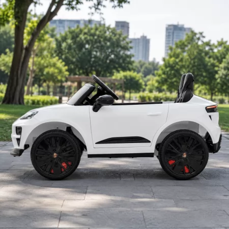 Детский электромобиль Porsche Macan Turbo M 6314EBLR-1 белый, 2 мотора по 35W, EVA, кожа, MP3, Bluetooth
