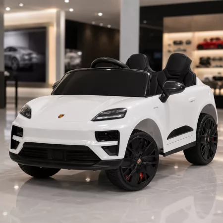 Детский электромобиль Porsche Macan Turbo M 6314EBLR-1 белый, 2 мотора по 35W, EVA, кожа, MP3, Bluetooth