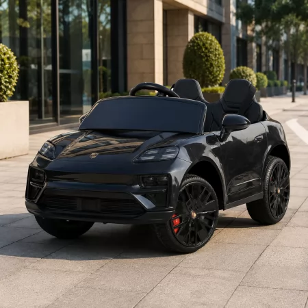 Дитячий електромобіль Porsche Macan Turbo M 6314EBLRS-2, 2 мотори по 35W, EVA, шкіра, Bluetooth, MP3, чорне автофарбування