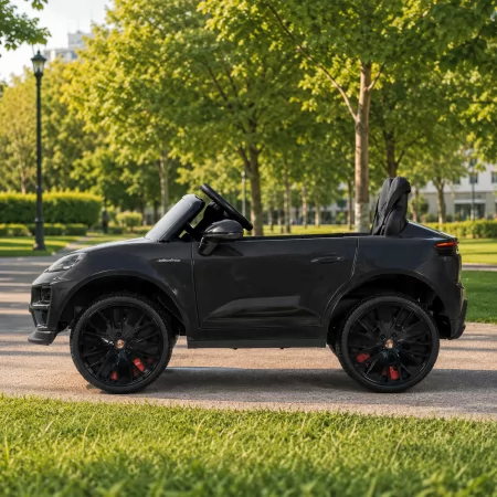 Дитячий електромобіль Porsche Macan Turbo M 6314EBLRS-2, 2 мотори по 35W, EVA, шкіра, Bluetooth, MP3, чорне автофарбування