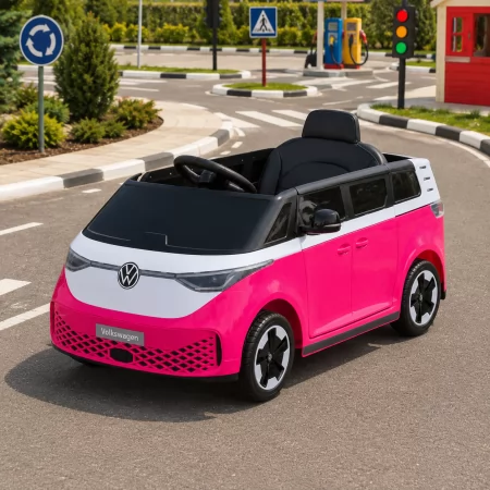 Дитячий електромобіль Volkswagen ID Buzz M 6281EBLR-8, 2 мотори по 35W, EVA, екошкіра, Bluetooth, MP3, USB, рожевий Дитячий електромобіль Volkswagen ID Buzz M 6281EBLR-8, 2 мотори по 35W, EVA, екошкіра, Bluetooth, MP3, USB, рожевий
