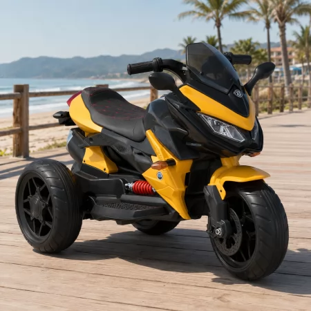 Детский мотоцикл BMW K1300S Bambi M 4274EL-6, желтый, 2 мотора по 35W, EVA, кожа, MP3, USB, TF