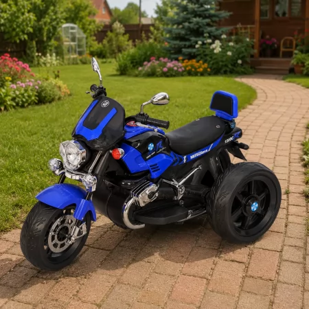 Дитячий мотоцикл BMW R 1200 C M 6263EL-4, 2 мотори по 25W, EVA, шкіра, Bluetooth, синій
