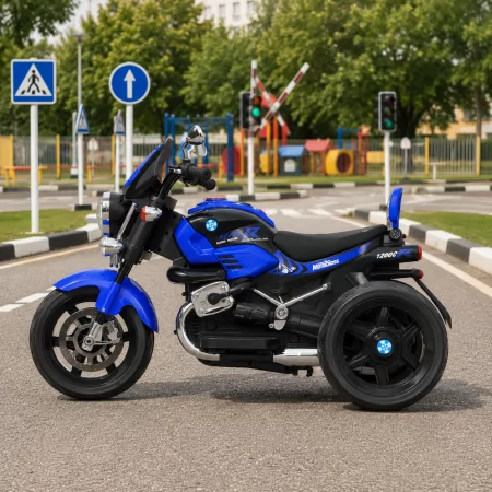 Дитячий мотоцикл BMW R 1200 C M 6263EL-4, 2 мотори по 25W, EVA, шкіра, Bluetooth, синій