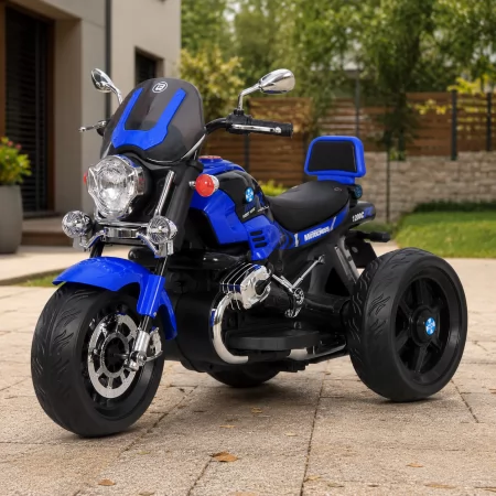 Дитячий мотоцикл BMW R 1200 C M 6263EL-4, 2 мотори по 25W, EVA, шкіра, Bluetooth, синій