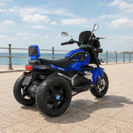 Дитячий мотоцикл BMW R 1200 C M 6263EL-4, 2 мотори по 25W, EVA, шкіра, Bluetooth, синій