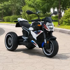 Дитячий мотоцикл BMW S1000R M 6142EL-1 білий, 2 мотори по 25W, EVA, шкіра, Bluetooth, MP3