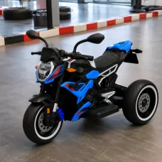 Дитячий мотоцикл BMW S1000R M 6142EL-4 блакитний, 2 мотори по 25W, EVA, шкіра, Bluetooth, MP3