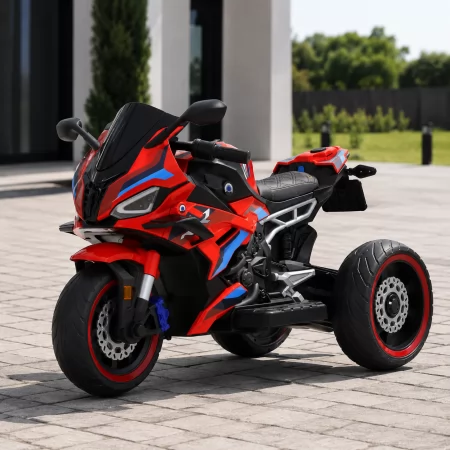Детский мотоцикл BMW S1000RR M 6143EL-3 красный, 2 мотора по 25W, EVA, экокожа, MP3, Bluetooth