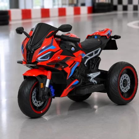 Детский мотоцикл BMW S1000RR M 6143EL-3 красный, 2 мотора по 25W, EVA, экокожа, MP3, Bluetooth