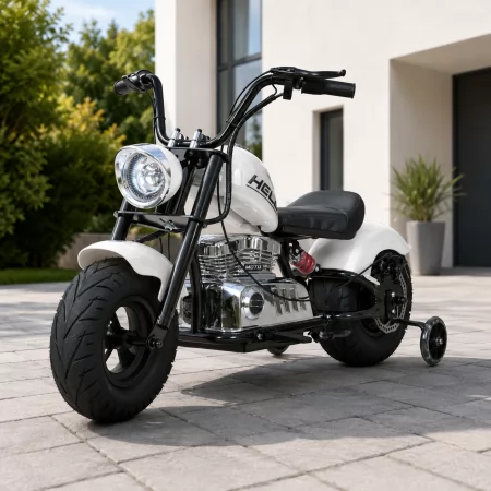Дитячий мотоцикл Harley-Davidson Fat Boy M 6016AL-1, 1 мотор 350W, Bluetooth, USB, TF, екошкіра, надувні гумові колеса, білий