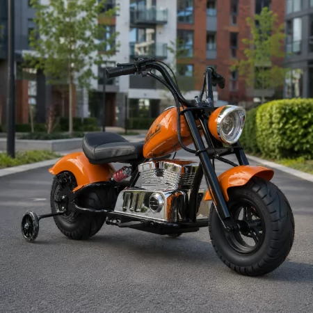 Детский мотоцикл Harley-Davidson Fat Boy M 6016AL-7, 1 мотор 350W, Bluetooth, USB, TF, экокожа, надувные резиновые колеса, оранжевый