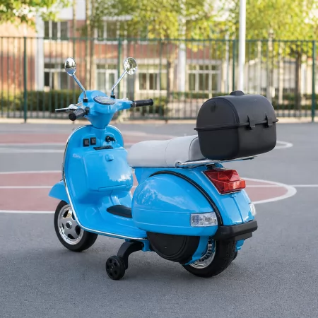 Дитячий мотоцикл Piaggio Vespa M 4939EL-4 синій, 2 мотори по 35W, EVA, шкіра, MP3