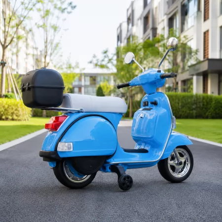 Дитячий мотоцикл Piaggio Vespa M 4939EL-4 синій, 2 мотори по 35W, EVA, шкіра, MP3
