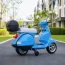 Дитячий мотоцикл Piaggio Vespa M 4939EL-4 синій, 2 мотори по 35W, EVA, шкіра, MP3