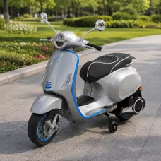 Дитячий мотоцикл Vespa Primavera M 6288EL-11-4, 1 мотор 45W, EVA, шкіра, MP3, Bluetooth, сіро-синій