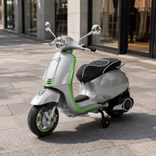 Дитячий мотоцикл Vespa Primavera M 6288EL-11-5, 1 мотор 45W, EVA, шкіра, MP3, Bluetooth, сіро-салатовий