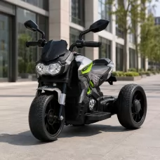 Детский мотоцикл Yamaha M 5825ES-11 серый с салатовыми вставками, 1 мотор 25W, EVA, MP3, USB, TF, свет и музыка