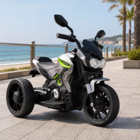 Детский мотоцикл Yamaha M 5825ES-11 серый с салатовыми вставками, 1 мотор 25W, EVA, MP3, USB, TF, свет и музыка Детский мотоцикл Yamaha M 5825ES-11 серый с салатовыми вставками, 1 мотор 25W, EVA, MP3, USB, TF, свет и музыка