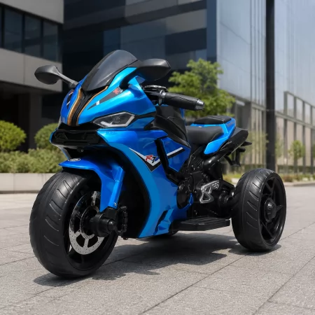 Детский мотоцикл Yamaha R1 M 5823ELS-4, 2 мотора по 35W, EVA, экокожа, MP3/USB/TF, Bluetooth, свет, голубой с автопокраской