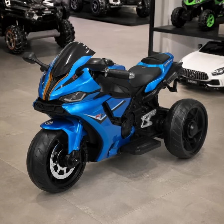 Детский мотоцикл Yamaha R1 M 5823ELS-4, 2 мотора по 35W, EVA, экокожа, MP3/USB/TF, Bluetooth, свет, голубой с автопокраской
