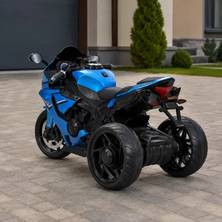 Детский мотоцикл Yamaha R1 M 5823ELS-4, 2 мотора по 35W, EVA, экокожа, MP3/USB/TF, Bluetooth, свет, голубой с автопокраской