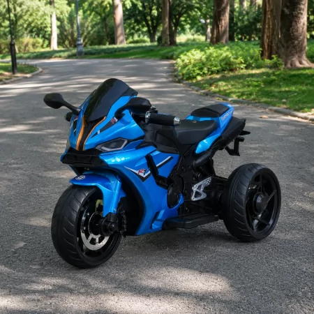 Детский мотоцикл Yamaha R1 M 5823ELS-4, 2 мотора по 35W, EVA, экокожа, MP3/USB/TF, Bluetooth, свет, голубой с автопокраской