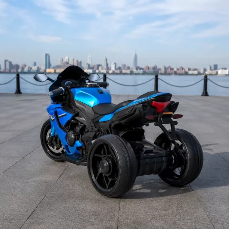 Детский мотоцикл Yamaha R1 M 5823ELS-4, 2 мотора по 35W, EVA, экокожа, MP3/USB/TF, Bluetooth, свет, голубой с автопокраской