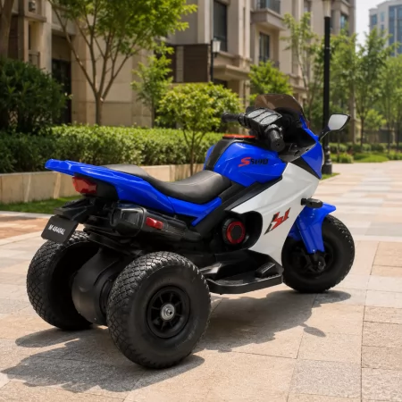 Детский мотоцикл Yamaha YZF-R1 Bambi M 4840ALR-4 синий с пультом управления, 2 мотора по 25W, резиновые колеса, кожа, MP3