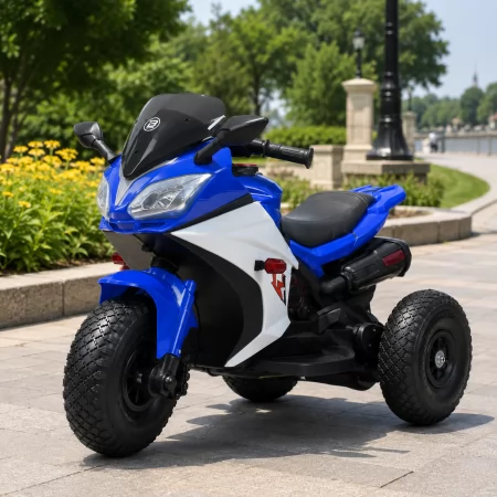 Детский мотоцикл Yamaha YZF-R1 Bambi M 4840ALR-4 синий с пультом управления, 2 мотора по 25W, резиновые колеса, кожа, MP3