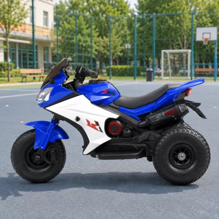 Детский мотоцикл Yamaha YZF-R1 Bambi M 4840ALR-4 синий с пультом управления, 2 мотора по 25W, резиновые колеса, кожа, MP3