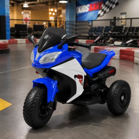 Детский мотоцикл Yamaha YZF-R1 Bambi M 4840ALR-4 синий с пультом управления, 2 мотора по 25W, резиновые колеса, кожа, MP3