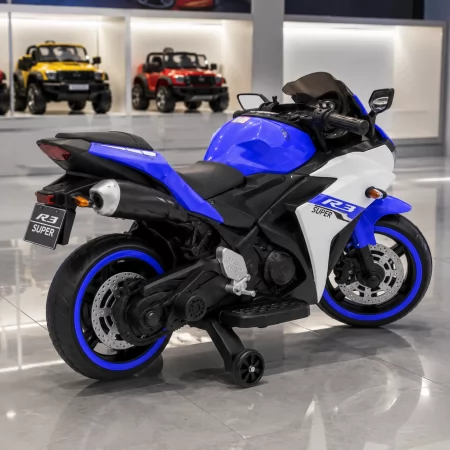 Дитячий мотоцикл Yamaha YZF-R3 M 6329EL-4 синій, 2 мотори по 35W, EVA, шкіра, MP3, USB, TF, Bluetooth