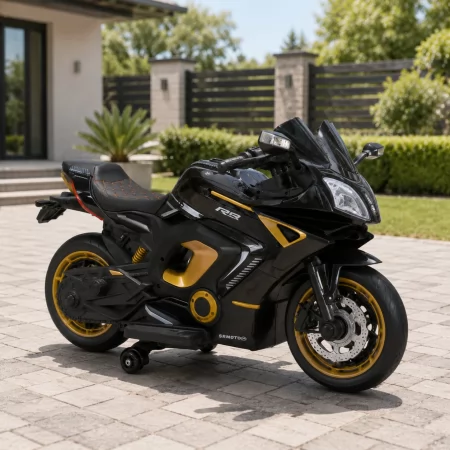 Детский мотоцикл Yamaha YZF-R9 / R-серия M 5774ELS-2, 2 мотора по 45W, EVA, кожа, MP3, USB, Bluetooth, свет, черный