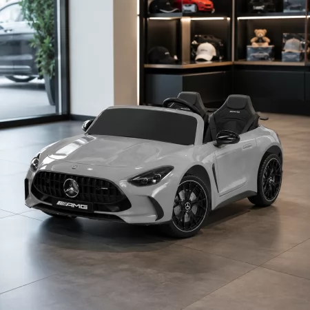 Двухместный детский электромобиль Mercedes-AMG GT R Roadster M 6313EBLR-11 серый, 4 мотора по 200W, EVA, экокожа, Bluetooth, MP3