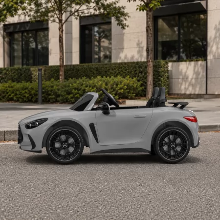 Двухместный детский электромобиль Mercedes-AMG GT R Roadster M 6313EBLR-11 серый, 4 мотора по 200W, EVA, экокожа, Bluetooth, MP3
