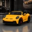 Двухместный детский электромобиль Porsche 911 GT3 RS M 6111EBLR-6, 2 мотора по 320W, EVA колеса, экокожа, MP3, Bluetooth, желтый