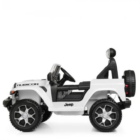 Детский электромобиль Jeep Wrangler Rubicon белый с музыкой и Bluetooth
