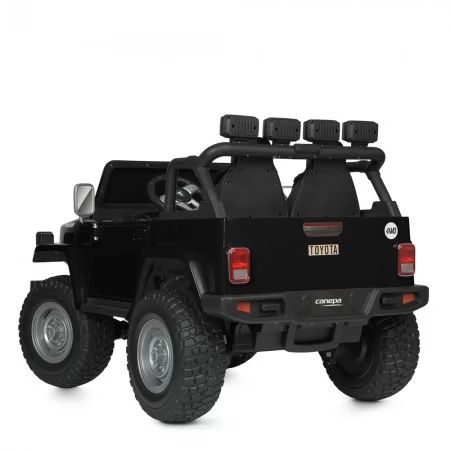 Дитячий електромобіль Джип Toyota Land Cruiser FJ40 Bambi M 4968 EBLR-2 двомісний чорний, 4 мотори по 80W, EVA, шкіра, USB, Bluetooth, світло