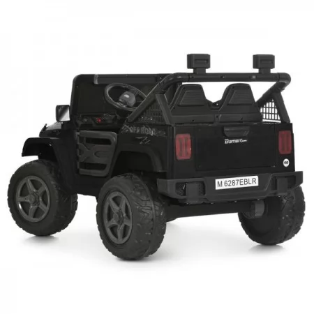 Детский электромобиль Джип Jeep Wrangler M 6287EBLR-2 двухместный черный, 4 мотора по 45W, EVA, кожа, Bluetooth