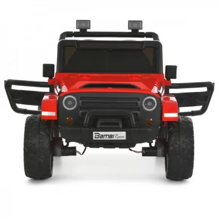 Детский электромобиль Джип Jeep Wrangler M 6287EBLR-3 двухместный красный, 4 мотора по 45W, EVA, кожа, Bluetooth
